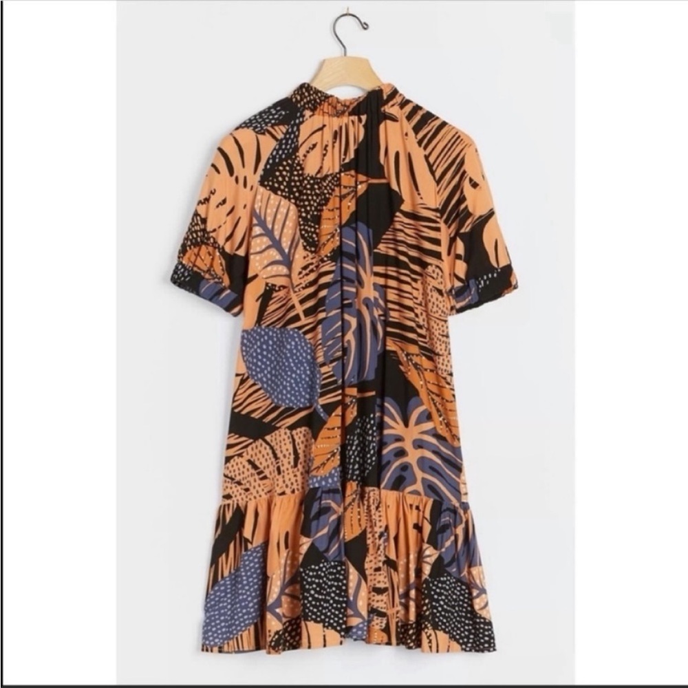 Anthropologie Black Tunic Dress Pleated Flounced Corey Lynn Calter Size Xs Nwt